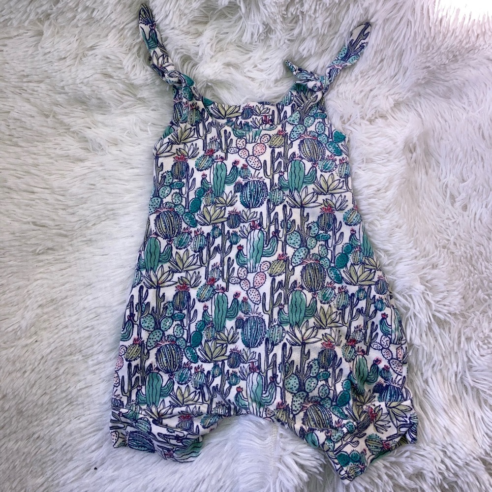 Handmade Boho Cactus Baby Bubble Romper